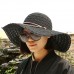 Elagant  Summer Sun Hat Wide Brim Lace Outdoor Travel Foldable Beach Hat  eb-22315853